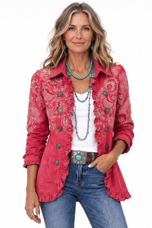 Adoración | Chaqueta Cachemira Rosa con Volantes